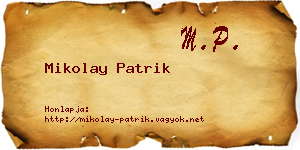 Mikolay Patrik névjegykártya